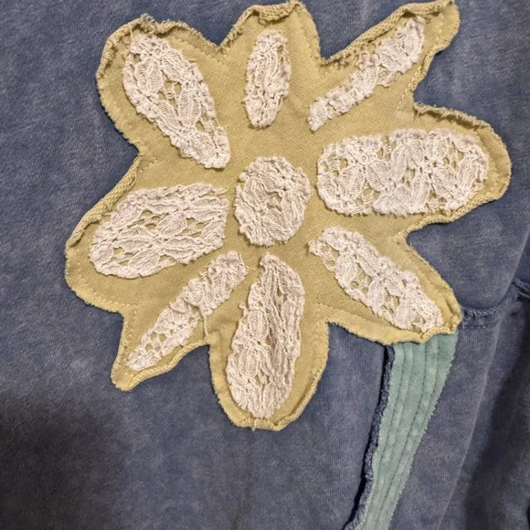 Oli & Hali Floral Patchwork Hoodie Mineral Wash Jacket size XL Blue - Picture 12 of 15